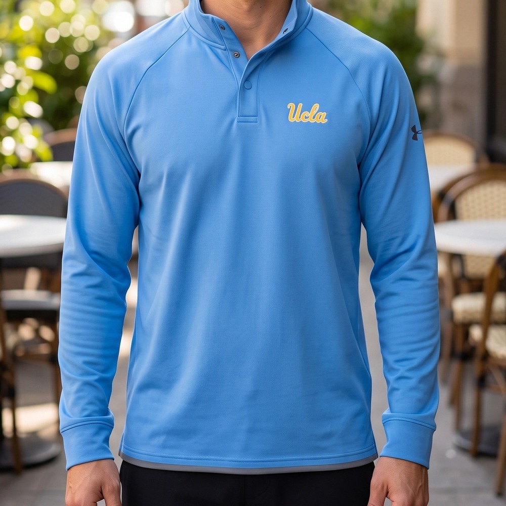 Under Armour UCLA Bruins Snap Pullover Blue Mock Neck Long Sleeve Logo